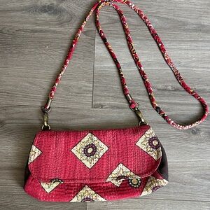 Sari Bari Patchwork Boho Red Shoulder Bag Clutch